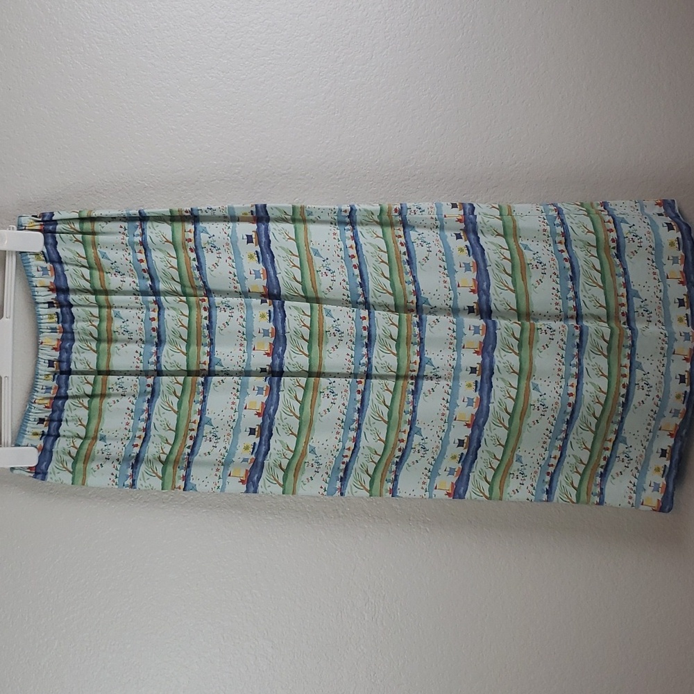 Breeze | Women's Vintage Maxi Elastic Waist Slip-On Sailboats Kites Skirt Sz L